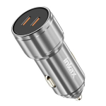 Automobilinis Įkroviklis - Inkax - 60W - 2x USB-C - Greitas Įkrovimas - Sidabrinis Metalinis Dizainas
