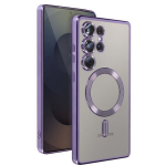 &bdquo;Coque MagSafe - Samsung - Galaxy S25 Ultra - Lanksti silikoninė guma - Chromuotas kontūras - Violetinė&ldquo;
