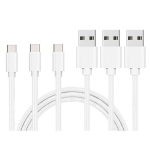 USB-C laidas Xiaomi Mi 11 - Mi 11 LITE - Mi 11 LITE 5G - USB-C tipo nailoninis pintas sidabro baltas 1 metras [PABR 3] Phonillico&reg;