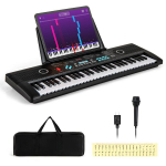 Costway 61 klavi&scaron;ų pianino klaviatūra su stovu ir mikrofonu