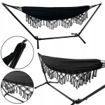 Didelis dvivietis sodo hamakas-supynės Midas 150x200 Xxl juodas + rėmas Sh101
