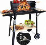 Gotel anglinis grilis su 3 lentynomis, ratukais, grotelėmis, ie&scaron;mu, mobilus, ne&scaron;iojamas, didelis