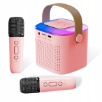 Belaidis ne&scaron;iojamas karaoke rinkinys 2x mikrofonas + bluetooth rgb garsiakalbis