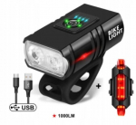 Galingas led dviračio žibintas priekinis + galinis usb aliuminis