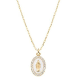 AMEN Papuo&scaron;alai, emaliuotas balto perlo stebuklingas medaliono pakabukas, moterų sidabro 925 auksuotas kaklo papuo&scaron;alas, baltieji zirkonai, moterų dovana