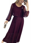 Suknelė moterims, Made in Italy, bordo spalva, L\XL