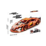 Surenkamas modelis Kbox lenktyninis automobilis 10239, 518 det., pull-back, oranžinis