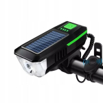 Dviračio žibintas solarinis led usb su garsiniu signalu