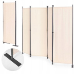 Sodo kambario sulankstoma 4 dalių pertvara, smėlio spalvos, 167x216cm