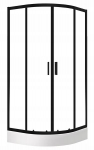 Du&scaron;o kabina kampinė 90x90 cm Pusapskritė stumdomos durys Juoda Black Reihe Tris