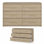 Komoda su 6 stalčiais, didelė, miegamojo, svetainės, vaikų kambario, ąžuolo sonoma