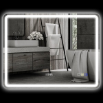 Vonios veidrodis su ap&scaron;vietimu Homcom, 70x90 cm, sidabrinis