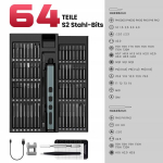 Kaiweets Elektrinis Atsuktuvas 70in1 Rinkinys su 64 Magnetiniais Antgaliais