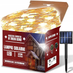 Lauko Kalėdinės lemputės, saulės energija, spalvotos Led, &scaron;ilta balta viela, 12 m