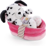 Nici Sleeping Pets 47891 mielas žaislas dalmatinas krep&scaron;elyje, 12 cm, pliu&scaron;inis žaislas mergaitėms, berniukams ir kūdikiams, kim&scaron;tinis &scaron;uo, skirtas glaustis, žaisti ir miegoti, jaukus pliu&scaron;inis žaislas, baltas