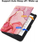 Hgwalp plonas dėklas, skirtas 6 colių tolino shine 5 (2024)/shine color/shine 4 (2022) ir kobo clara colour/clara bw (2024)/clara 2e (2022) el. skaityklėms, premium kokybės dėklas su automatiniu miego/pabudimo režimu &ndash; marmuro rožinė