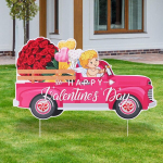 Valentino dienos kiemo ženklas, 53 x 31 cm Valentino dienos dekoracijos lauke su kuoliukais Angel Pink Valentino dienos kiemo kuolai Sodo dekoracija Sunkvežimis vestuvių metinėms kiemo sodui