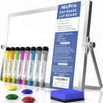 Maža dvipusė magnetinė ra&scaron;ymo lenta su stovu &bdquo;dry Erase&ldquo; A3, ra&scaron;ikliai, ne&scaron;iojama molbertinė lenta vaikams, studentams, mokyklinės prekės, biurui (30 x 40 cm)