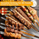 Barbecue ie&scaron;mai, 10 vnt., 41 cm x 6 mm x 1,8 mm grilio ie&scaron;mai kabobams, plok&scaron;ti kebabų ie&scaron;mai su greitu atlaisvinimu, 304 nerūdijantis plienas, ie&scaron;melių lazdelės stovyklavimui, platūs, daugkartinio naudojimo kebabų ie&scaron;mai, mėsai