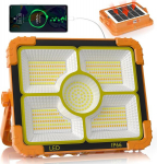 100 W statybinis prožektorius su baterija, saulės energija įkraunamas darbo žibintas, 466 Led, 5 režimai, 12000 Mah baterija, Usb įkraunamas, Ip66 atsparus vandeniui kempingo žibintas, ne&scaron;iojamas lauko žibintas avarinėms situacijoms, statyboms