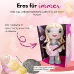 Taylor Swift: Nėrimo rinkinys (neoficialus). Instrukcijos, įvairių spalvų siūlai (4 spalvų), užpildas, nėrimo vą&scaron;elis 3.0mm, apsauginės akys, &scaron;enilinė viela, viela, stovas, baltas