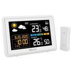 Bevielė meteorologijos stotis Levipe su lauko jutikliu, skaitmeninė bevielė meteorologijos stotis su vidaus ir lauko temperatūros bei drėgmės orų prognoze, Dcf radijo laikrodis, skaitmeninis spalvotas ekranas, žadintuvas