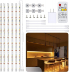 Aoyadaisu Led virtuvinis &scaron;viestuvas po spintele, 6 x 50 cm, &scaron;iltai balta Led virtuvinis &scaron;viestuvas po spintele, reguliuojamas ry&scaron;kumas, "pasidaryk pats" 12 V &scaron;viestuvų juosta virtuvei su Rf nuotolinio valdymo pulteliu, skirtas spintelei, 180 Led