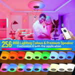 Led lubinis &scaron;viestuvas, reguliuojamas, su nuotoliniu valdymu, 36 w, rgb spalvas keičianti i&scaron;manioji kolonėlė + usb lemputė paauglių kambariui, vaikų kambariui, berniuko kambariui, bluetooth lubų &scaron;viestuvas mergaitės kambariui su žvaigždėtu dangumi