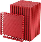 Apsauginis kilimėlių rinkinys itin storas - 2 cm - Premium treniruoklių įrangos paklotas 4 dalys itin didelis (60 x 60 cm - kiekviena plytelė) (1,48 m&sup2; - i&scaron; viso) - raudonas - grindų apsaugos kilimėliai sujungiami patalpose