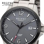 Regent vyri&scaron;kas laikrodis su titano apyranke ir titano korpusu, 39 mm skersmens, kvarcinis, 20 bar, arabi&scaron;ki skaičiai, data