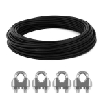 15m 3mm Pvc dengtas plieninis lynas su 4 spaustukais