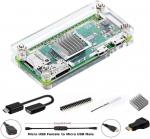 Geeekpi dėklas, skirtas raspberry pi zero 2w/zero w, 7 in 1 bazinis rinkinys, 20 kontaktų gpio jungtis, otg kabelis, jungiklio kabelis, hdmi adapteris, radiatorius ir atsuktuvas (skaidrus)