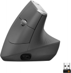 Logitech Mx Vertical, ergonomi&scaron;ka belaidė pelė, Bluetooth ir 2,4 Ghz jungtis per Unifying Usb imtuvą, 4000 dpi jutiklis, įkraunama baterija, 4 mygtukai, kelių įrenginių, Pc / Mac / Ipados - juoda