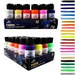 Didelis audinių dažų rinkinys &scaron;viesiems ir tamsiems audiniams, dažai drabužiams, 24 x 59 ml Phoenix dažai