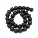 lavos karoliukai, juodi, 12 mm, skylė 1 mm, 32 vnt./37 cm/gija