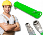 Spiralinė pneumatinė žarna kompresoriui su greitosiomis jungtimis 14x10mm 10m