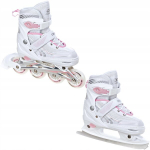 Pačiūžos riedučiai 2in1 reguliuojamos Croxer Optima White/pink 31-34