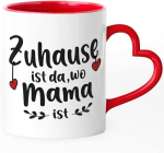 Specialme&reg; kavos puodelis "zuhause ist da, wo Mama ist" [vokiečių kalba] dovana mamai, motinos dienos, kalėdų, gimtadienio proga, mama, raudonas puodelis su &scaron;irdele