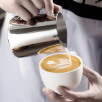 Hisdricus nerūdijančio plieno pieno ąsotis, 350 ml, Barista pieno ąsotis, pieno ąsotis su matavimo žyme ir Barista priedais, Latte Art pie&scaron;tukas Cappuccino ir Latte, Espresso, sidabrinis