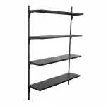 Pakabinama sieninė lentyna loft Element System Pro, gylis 20 cm, 4 lentynos, juoda matine