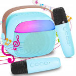 Karaoke ma&scaron;ina vaikams su 2 mikrofonais, bluetooth, led garsiakalbis