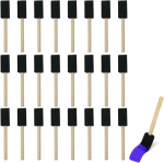 24 putų teptukų rinkinys, 2,5 cm, putų tepimo teptukas, kempinių teptukų rinkinys dažymui, kempininis putų teptukas su medine rankena akrilui, beicams, lakams, rankdarbiams, "pasidaryk pats" projektams