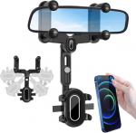Lurico Mobiliojo telefono laikiklis, automobilio galinio vaizdo veidrodėlis, telefono laikiklis, universalus 360&deg; besisukantis ir i&scaron;traukiamas mobiliojo telefono laikiklis, daugiafunkcinis mobiliojo telefono laikiklis, galinio vaizdo veidrodis visiem ...