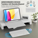 Gkabxy klaviatūros dėklas, skirtas ipad 11 kartos 2025 a16 (11 colių), ipad 10 kartos 2022 (10.9 colio) su ra&scaron;iklio laikikliu, belaidė klaviatūra, plonas lengvas mink&scaron;tas dėklas, qwerty i&scaron;dėstymas, pilkas