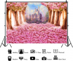 Yongfoto 2.2 x 1.5 m nuotraukų fonas krentantys žiedlapiai romanti&scaron;kas tunelis rožinės gėlės medžiai pilis fotografijos fonas fotosesijai portretinės nuotraukos vakarėlis vaikų vestuvių fotostudijos rekvizitai