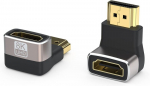 8k Hdmi Kampinis Adapteris 90&deg; Male-female, Auksuotas