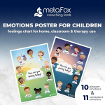 Metafox emocijų plakatai vaikams | Emocijų plakatai namams, klasei ar terapijai | Dviejų A3 plakatų rinkinys socialinio emocinio mokymosi veikloms