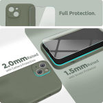 Surphy dėklas, suderinamas su iphone 13 mini, silikoninis dėklas su ekrano apsauga, telefono dėklas iphone 13 mini su kameros apsauga, iphone 13 mini apsauginis dėklas 6.1 colio 2021, alyvuogių žalias