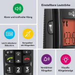 Doro Phone Easy 100w Duo Belaidis telefonas (laisvų rankų funkcija, žema radiacija, senjorams pritaikytas telefonas)