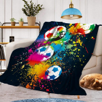 Futbolo motyvo jaukus pledas, &scaron;ilti ir purūs vaiki&scaron;ki futbolo pledai, flanelinis pledas, mikropluo&scaron;to sofos pledas, kambario dekoracija (futbolas A, 150 x 200 cm)